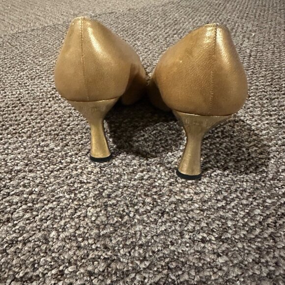 Vintage Stuart Weitzman Leather Square Toe Pump Womens Size 7.5 Y2K Cap Toe Heel - Picture 6 of 8